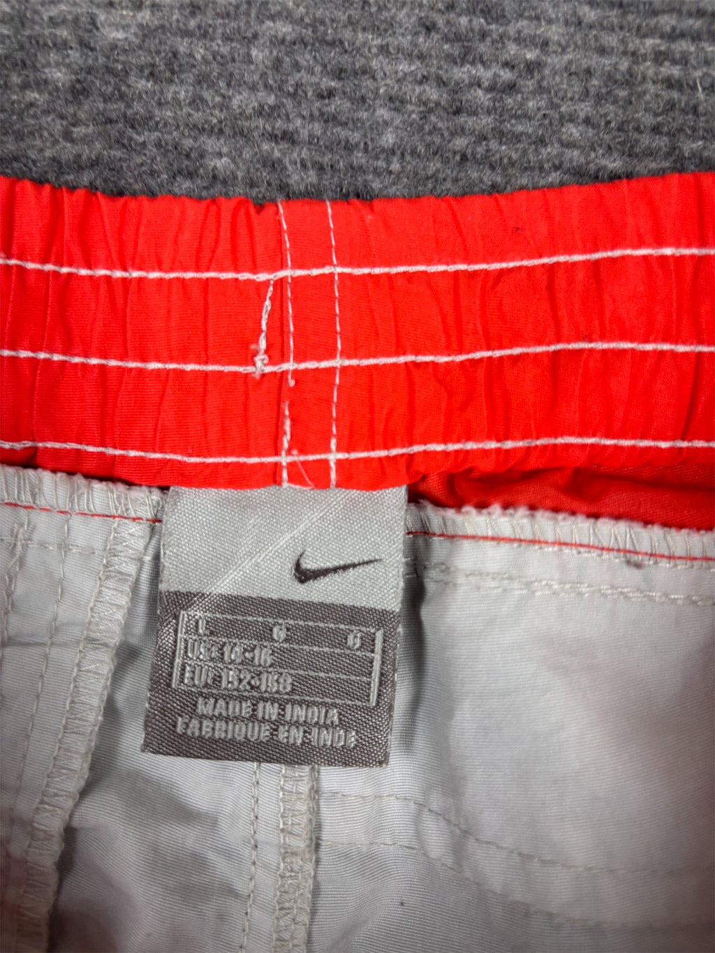 Vintage Y2K Nike Shorts Women’s M Grey Red Badge Logo  Nylon Windbreaker