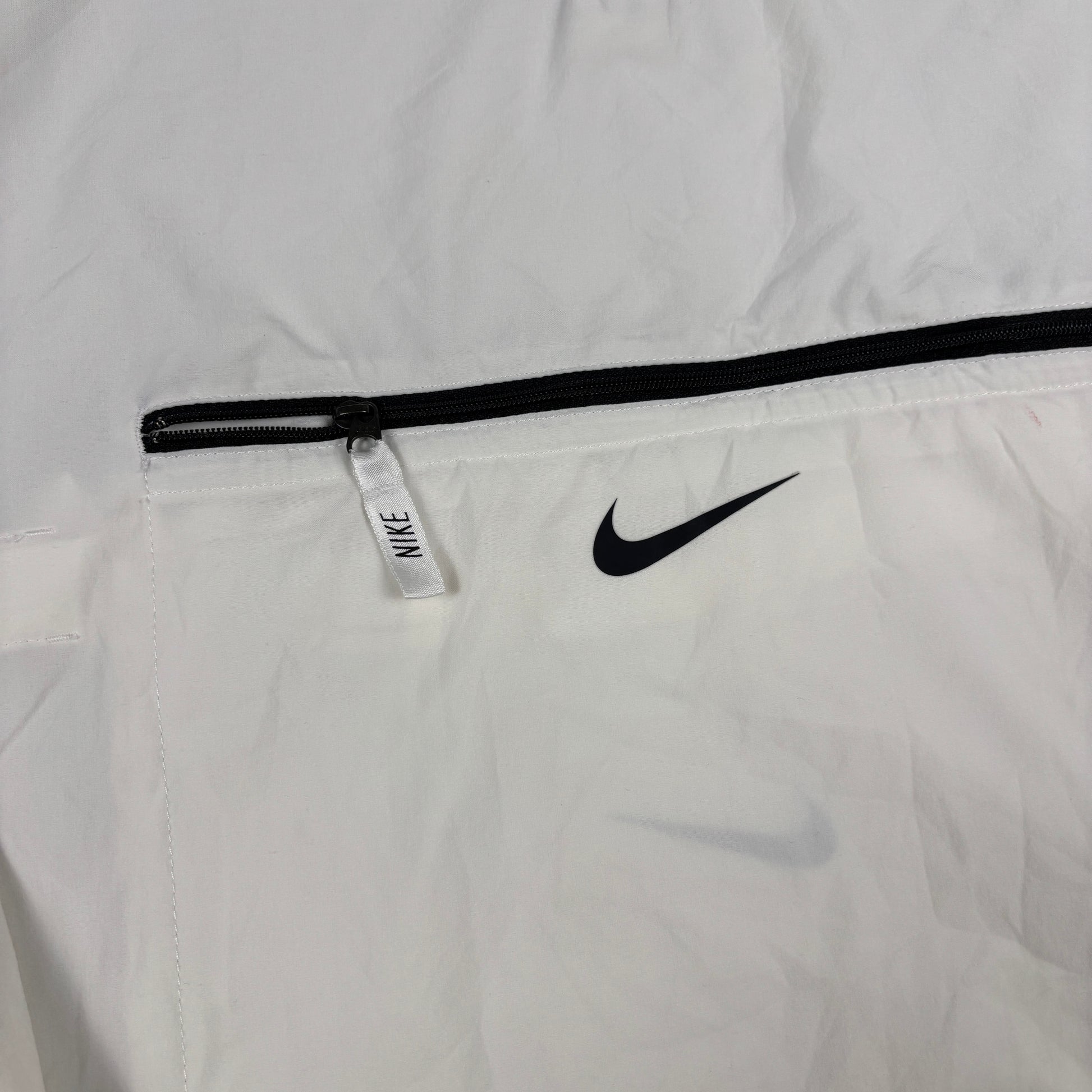 Nike Dri-fit Hoodie Jacket Men's Small White Black Spell Out Logo Anorak