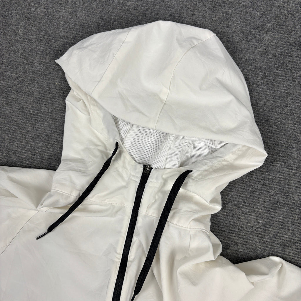 Nike Dri-fit Hoodie Jacket Men's Small White Black Spell Out Logo Anorak