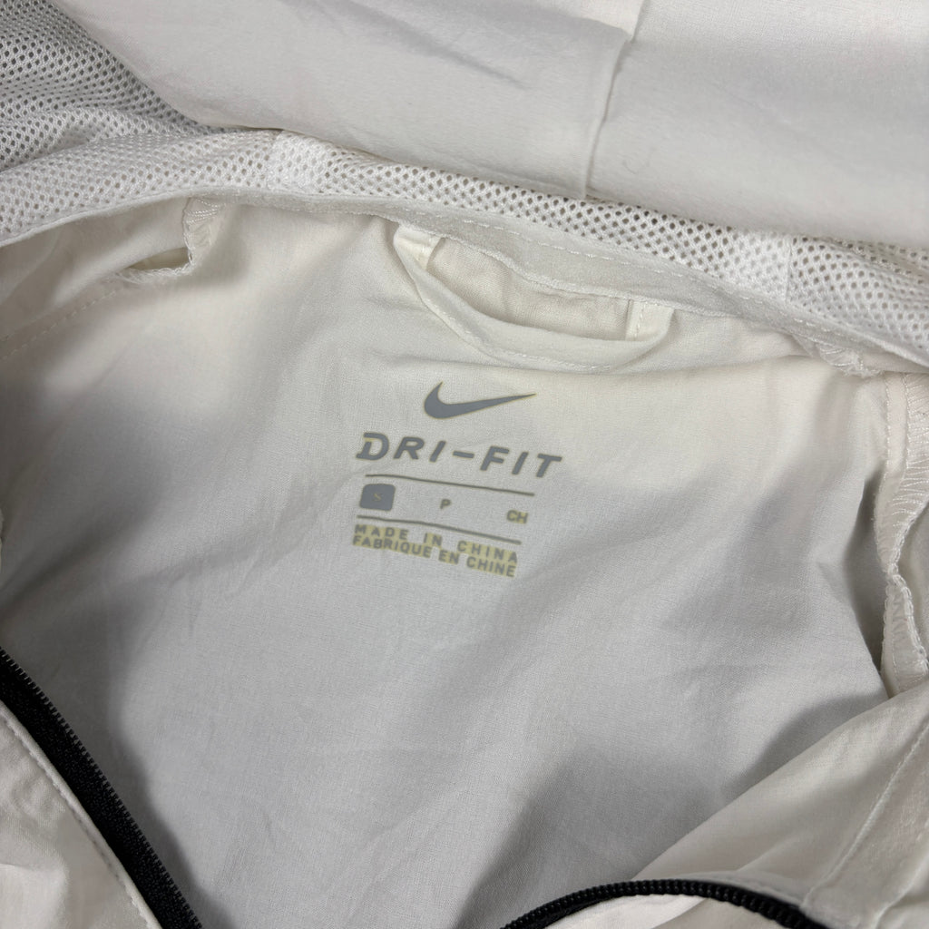 Nike Dri-fit Hoodie Jacket Men's Small White Black Spell Out Logo Anorak