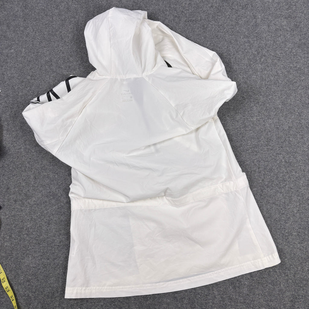 Nike Dri-fit Hoodie Jacket Men's Small White Black Spell Out Logo Anorak