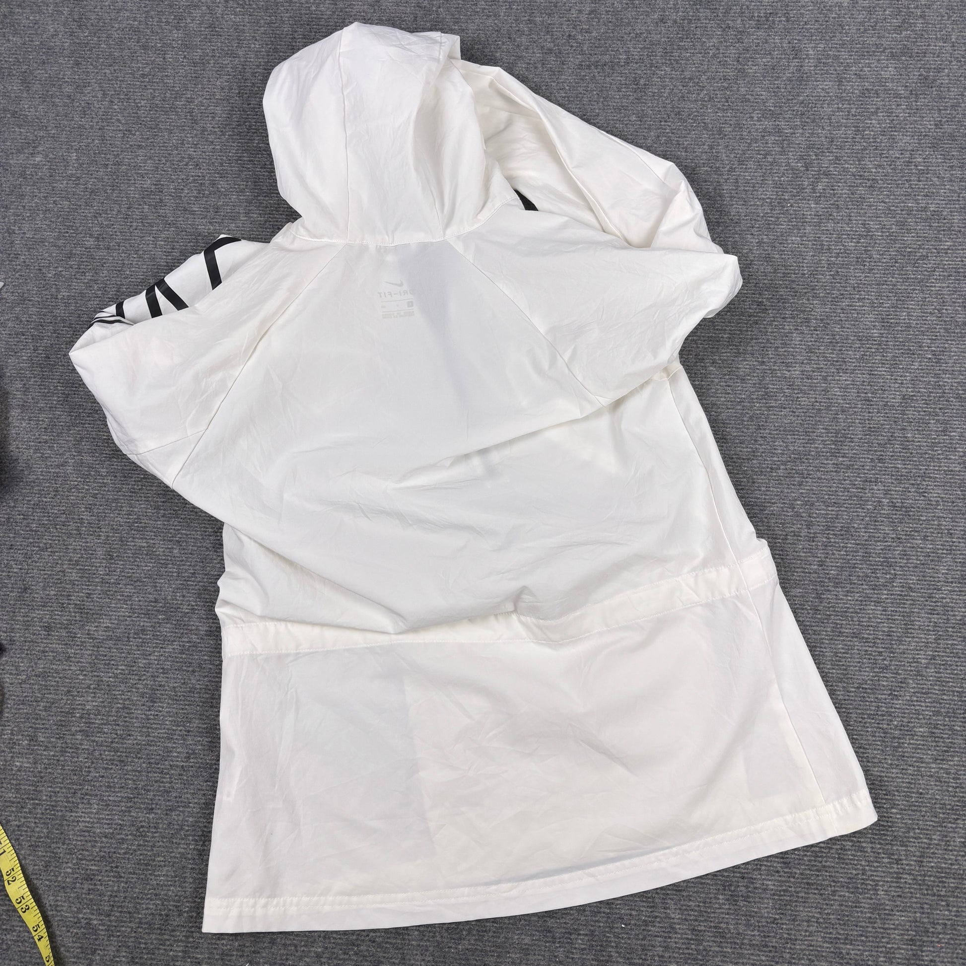 Nike Dri-fit Hoodie Jacket Men's Small White Black Spell Out Logo Anorak