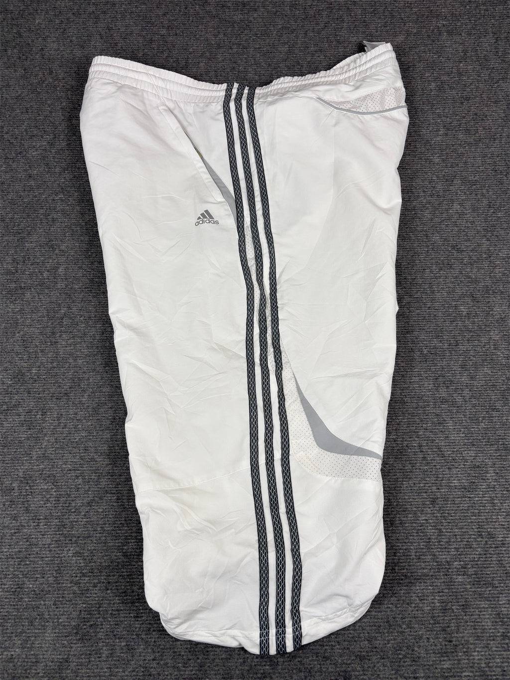 Vintage Y2K Adidas 3/4 Track Pants Men’s XXL White Grey 3-Stripe Bungee Tabs