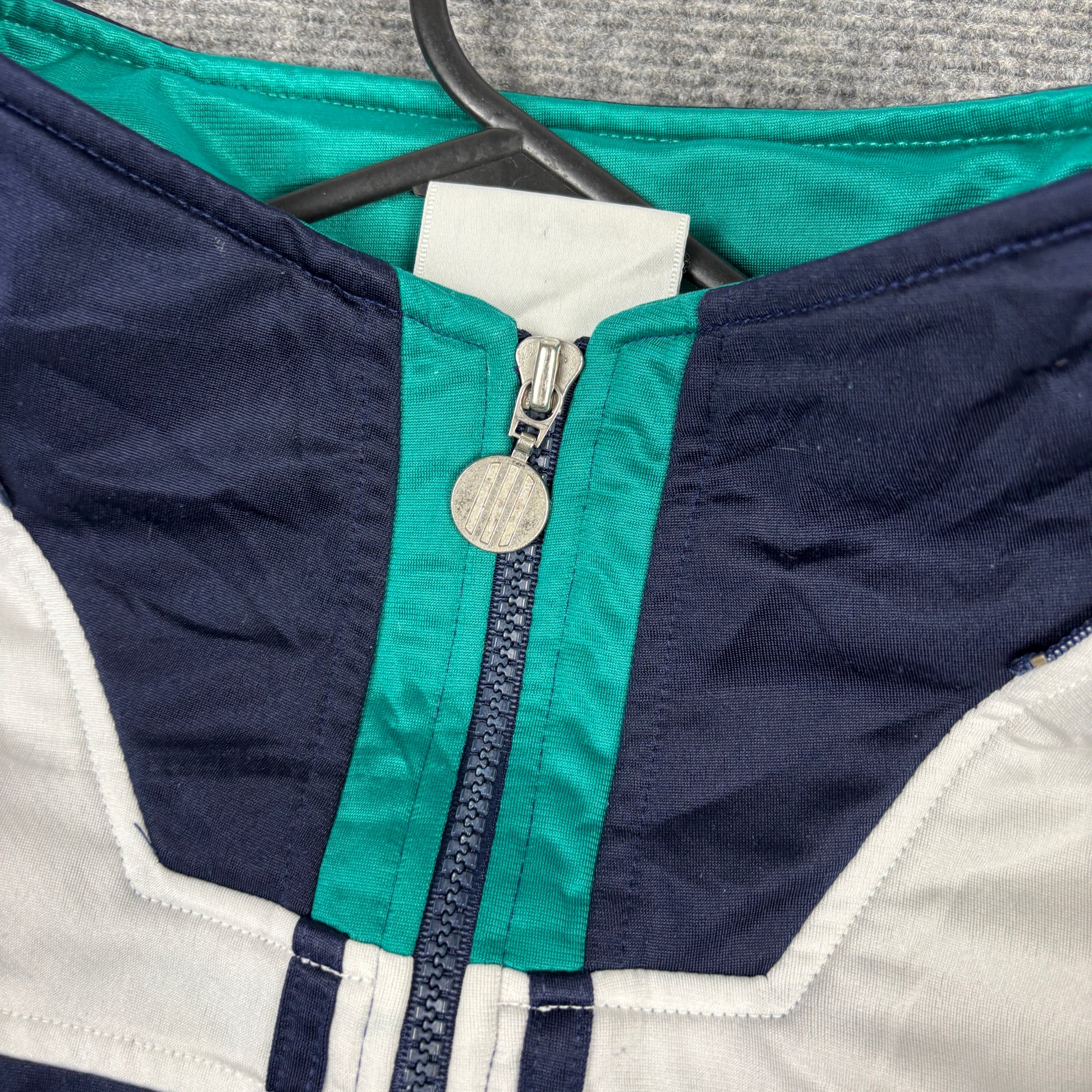 Vintage 90s Adidas Jacket Men's Small Blue Green Tennis Club Full Zip
