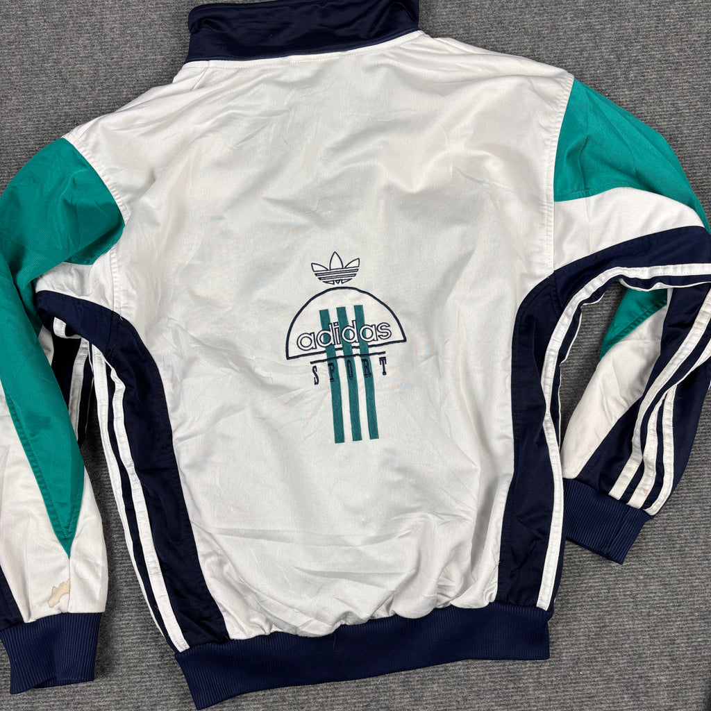 Vintage 90s Adidas Jacket Men's Small Blue Green Tennis Club Full Zip