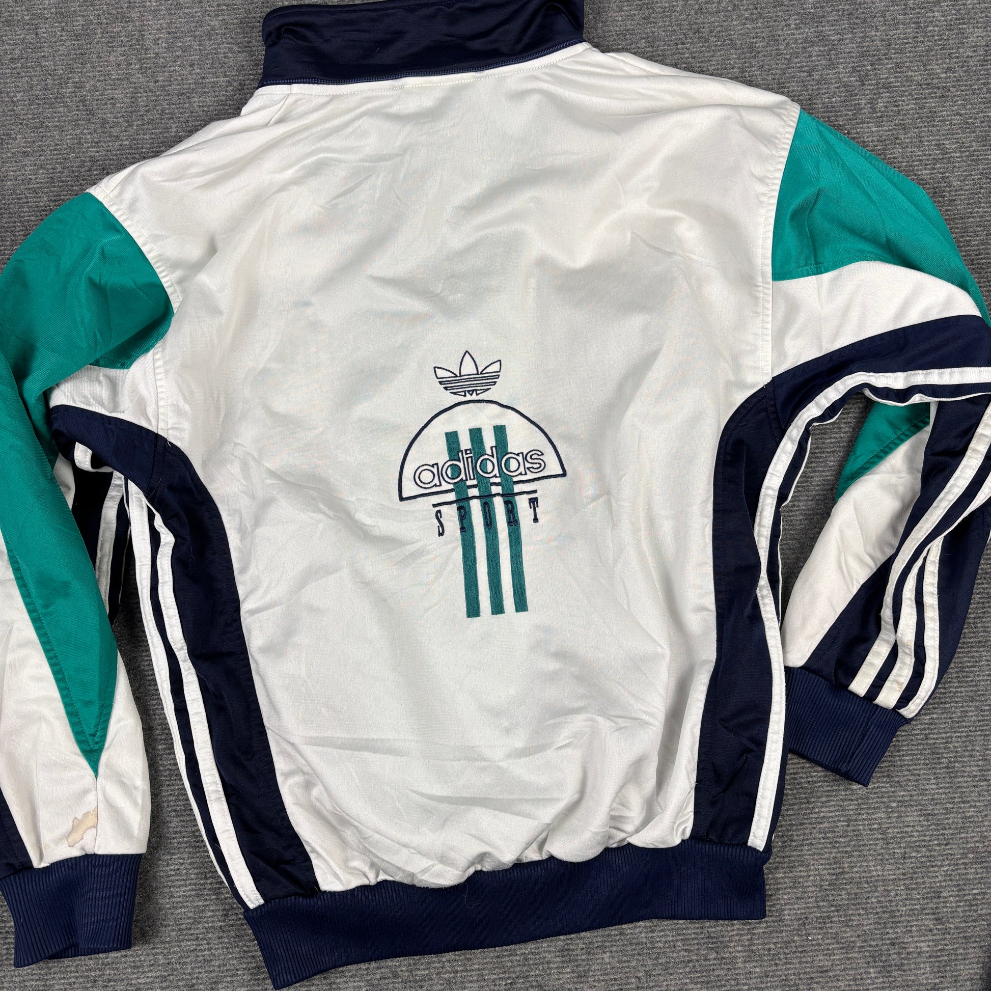 Vintage 90s Adidas Jacket Men's Small Blue Green Tennis Club Full Zip