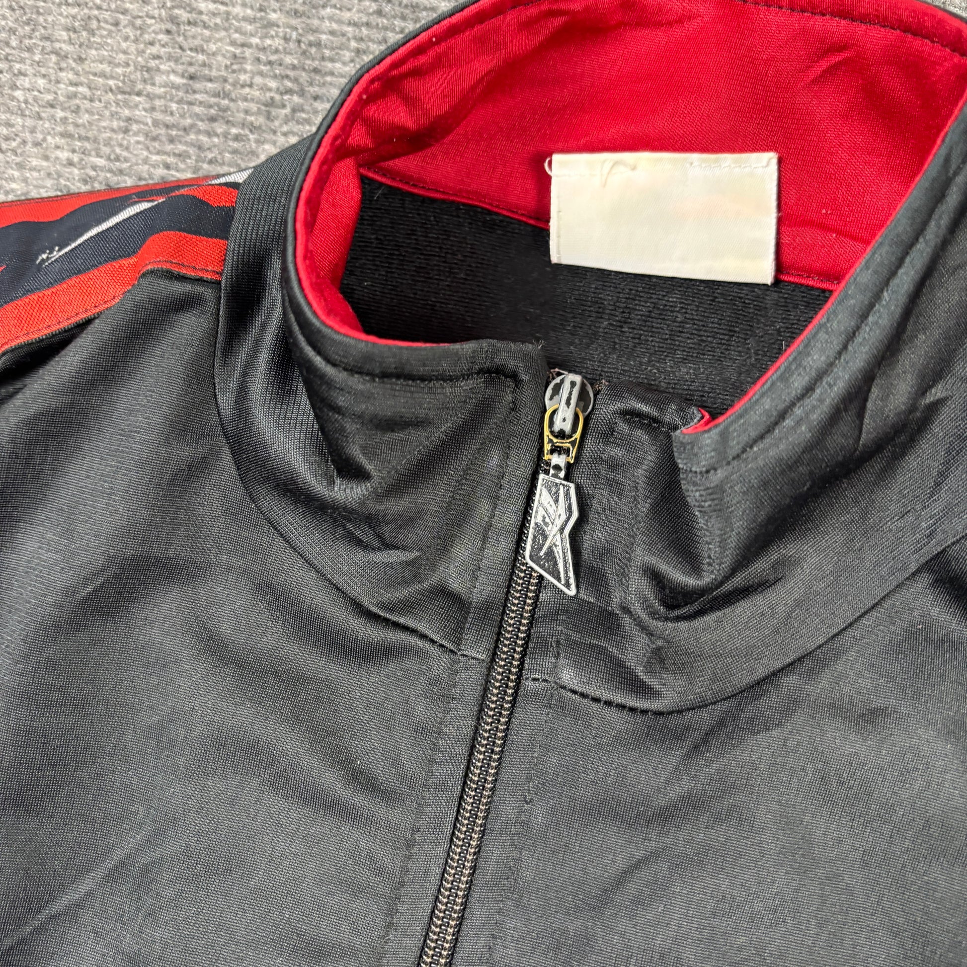 Vintage 90s Reebok Jacket Men's XL Black Red Sleeve Tape Logo