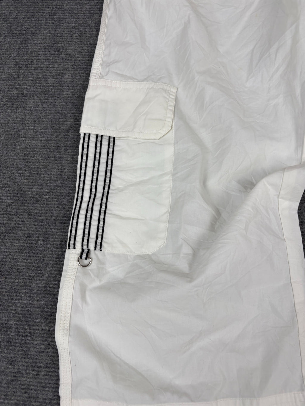 Vintage Y2K Adidas 3/4 Track Pants Women’s M White Black 3 Stripe Cargo Pocket Belt