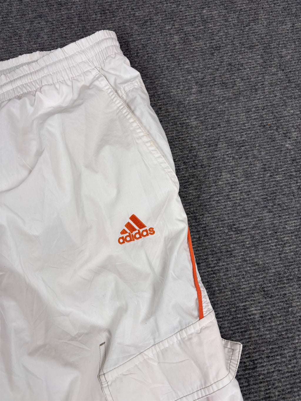 Vintage Y2k Adidas 3/4 Track Pants Men’s L White Orange Cargo Pocket Windbreakers