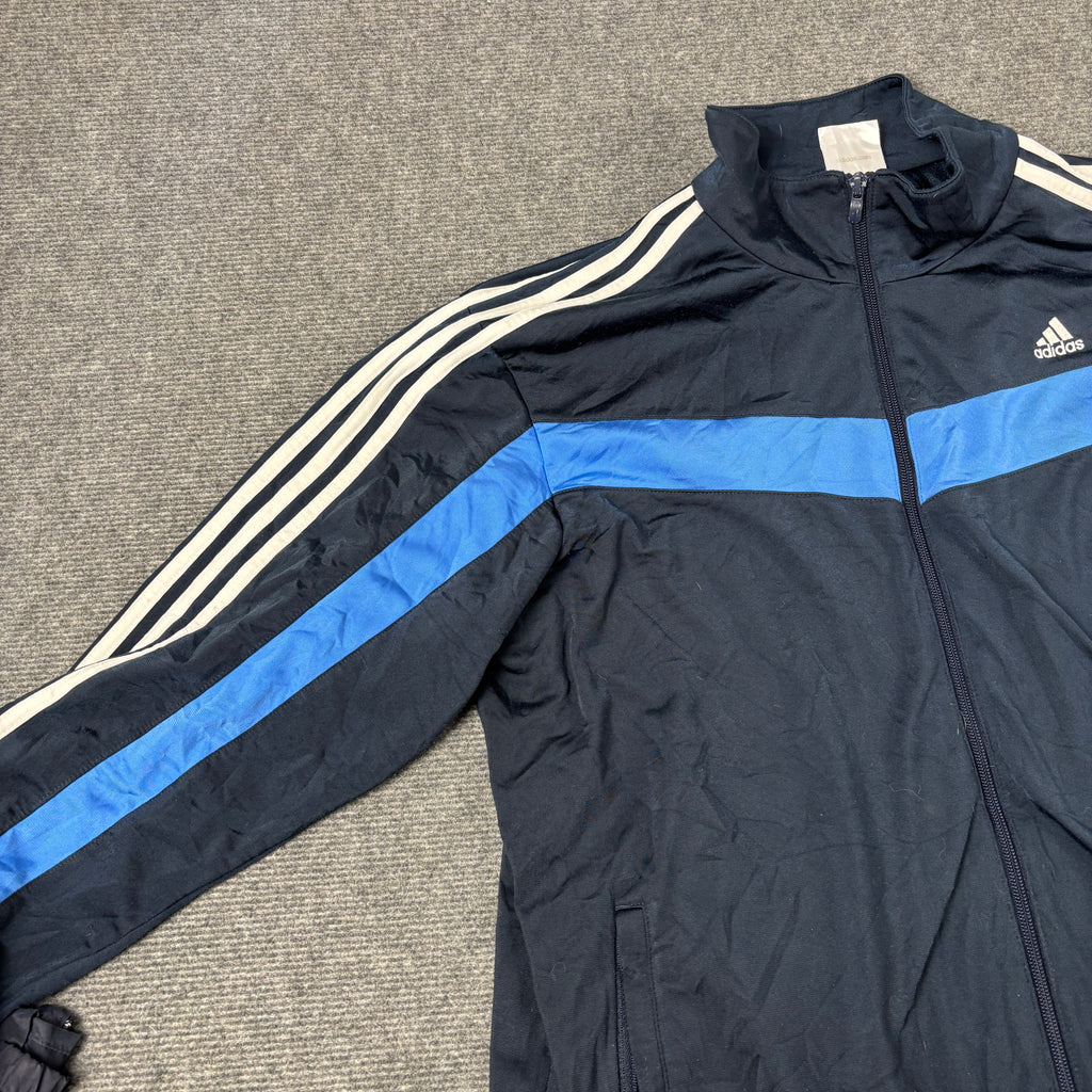 Vintage Y2K Adidas Jacket Men's Large Blue Satin Style Full Zip