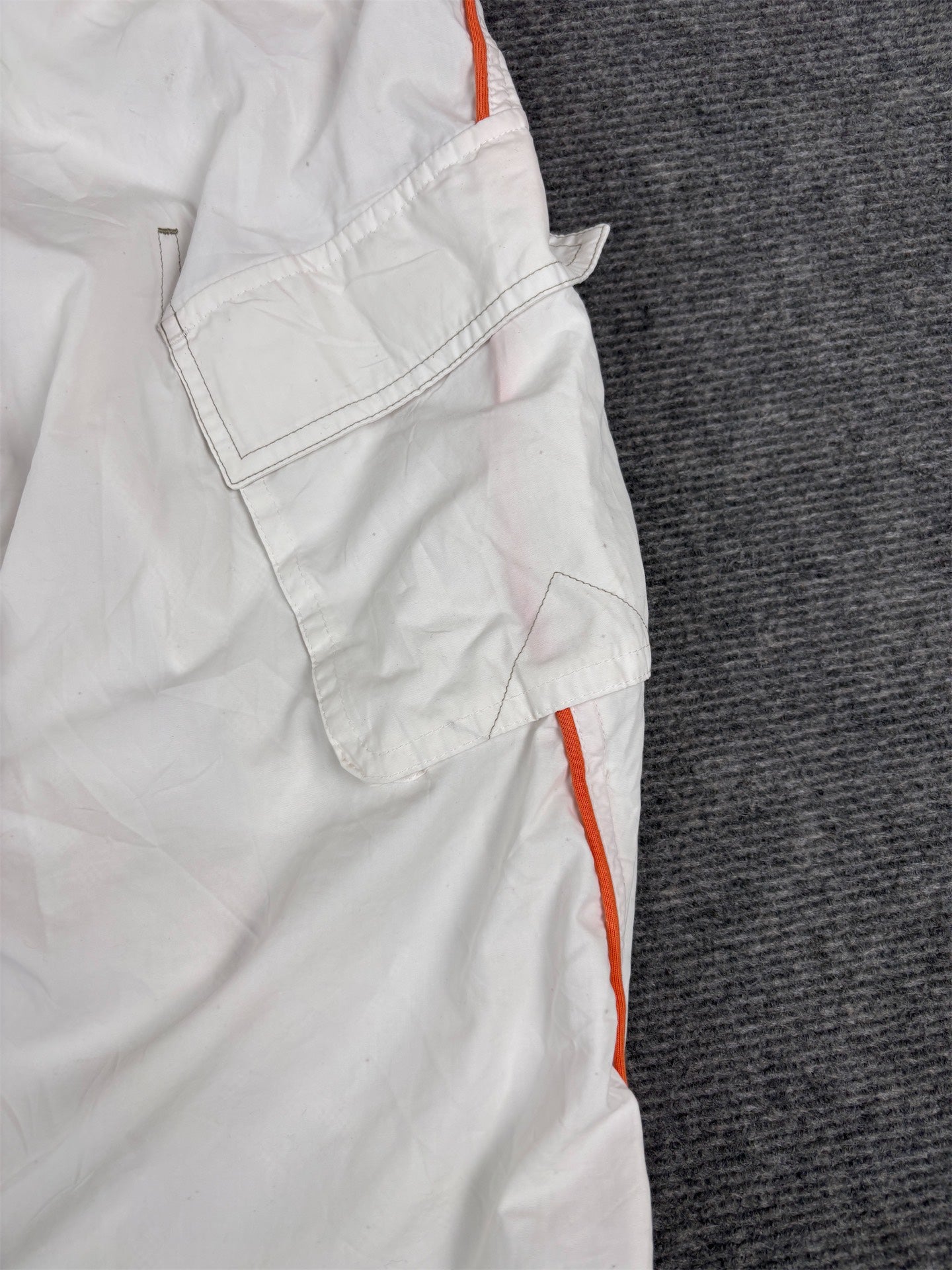 Vintage Y2k Adidas 3/4 Track Pants Men’s L White Orange Cargo Pocket Windbreakers