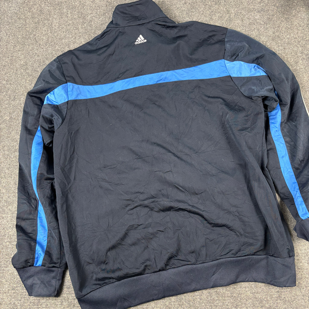 Vintage Y2K Adidas Jacket Men's Large Blue Satin Style Full Zip