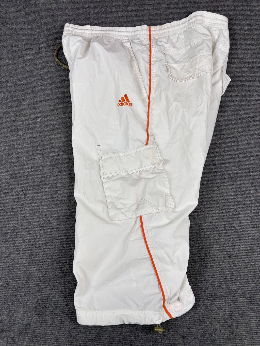 Vintage Y2k Adidas 3/4 Track Pants Men’s L White Orange Cargo Pocket Windbreakers