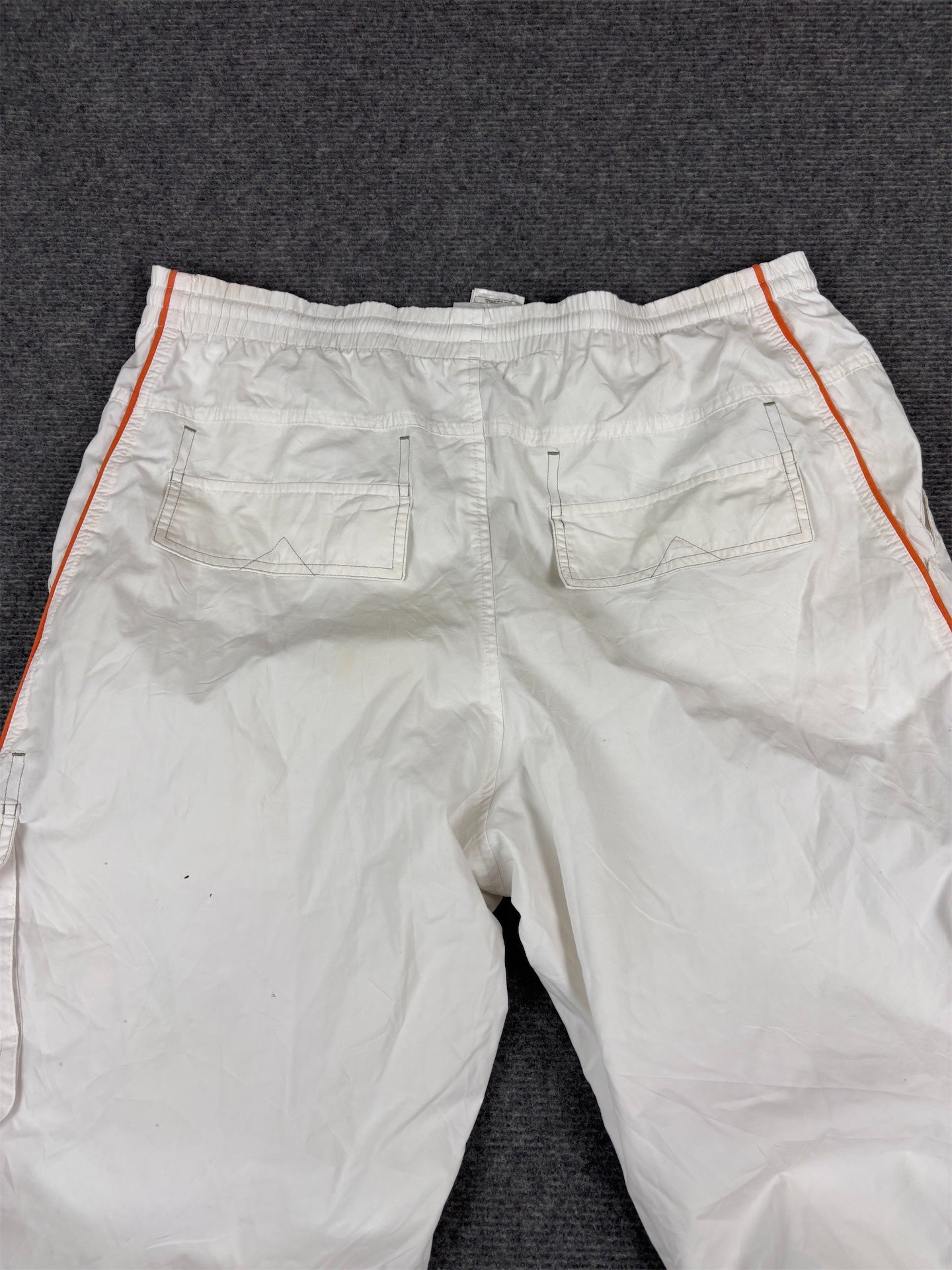 Vintage Y2k Adidas 3/4 Track Pants Men’s L White Orange Cargo Pocket Windbreakers