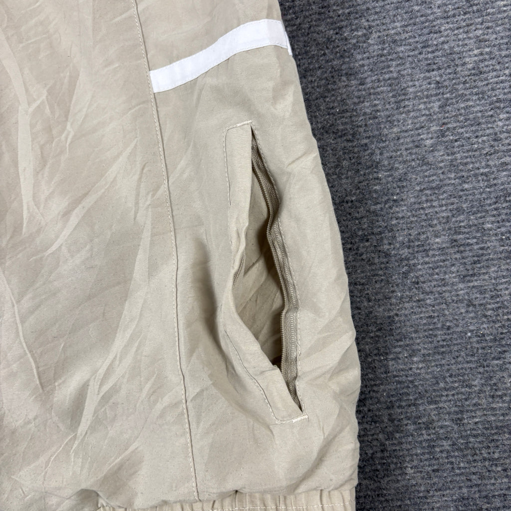 Vintage 90s Reebok Jacket Men's Large Cream Spell Out Logo Windbreaker