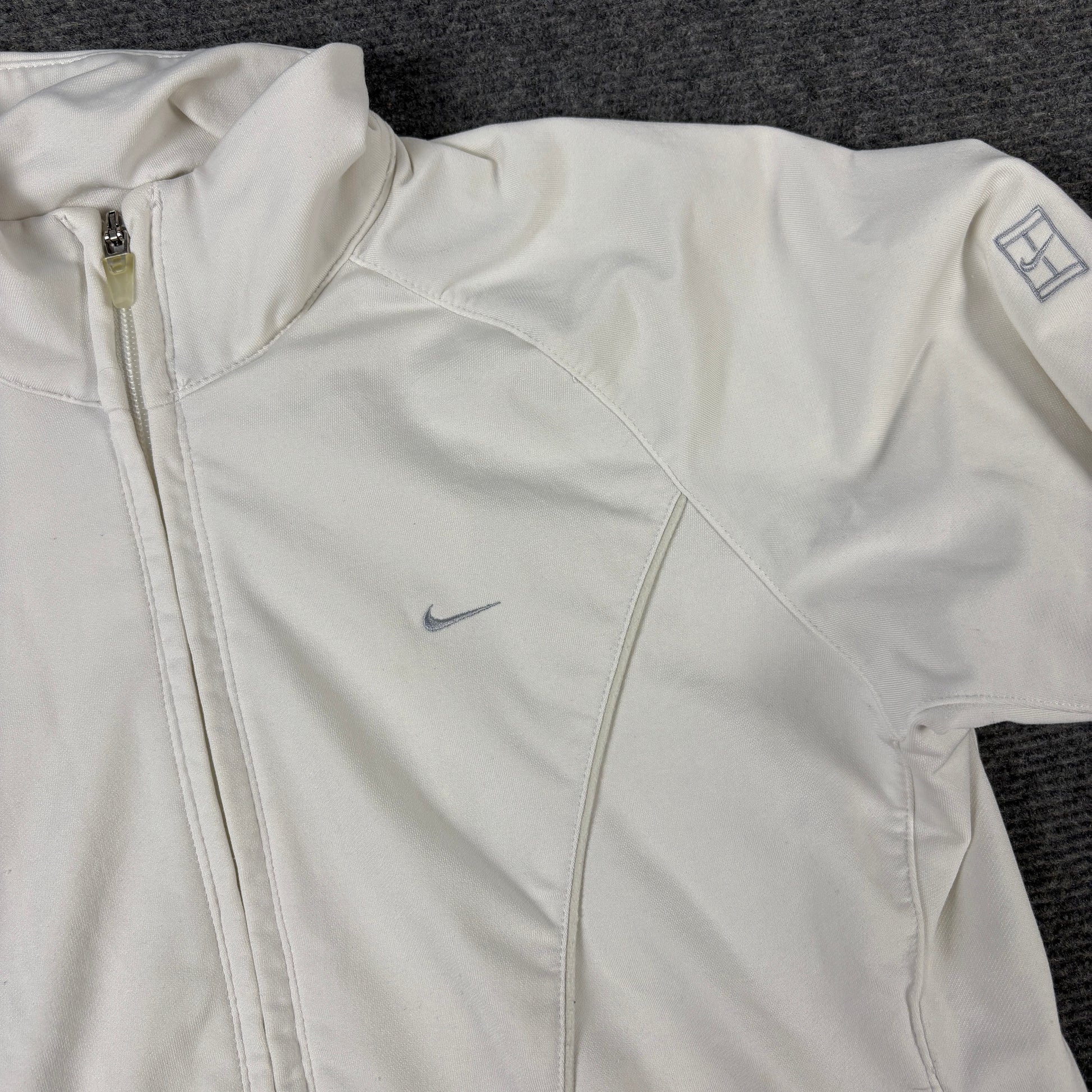 Vintage Y2K Nike Court Jacket Women's XS White Silver Dri-Fit Full Zip