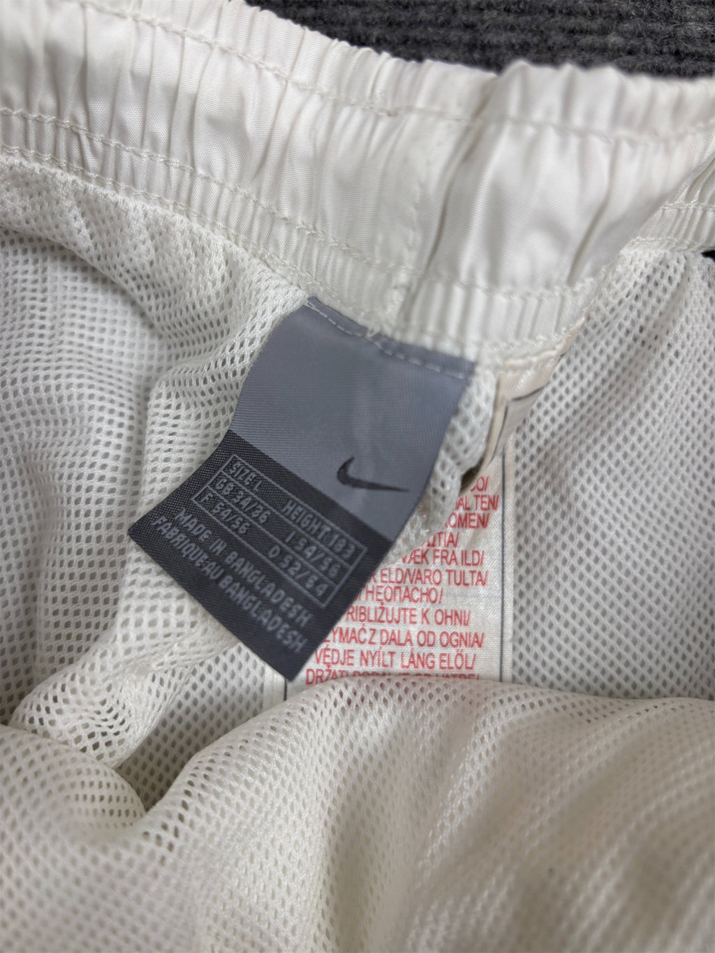 Vintage Y2K Nike Track Pants Size L White Red Detail Wide Leg Bungee Waist Ankle Zip