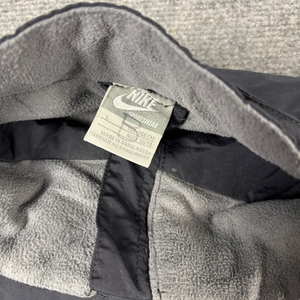 Vintage Y2K Nike Jacket Men's Large Black Fleece Lined Windbreaker