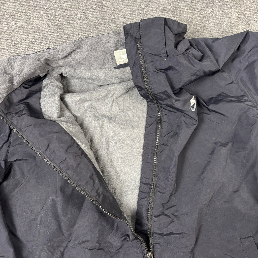 Vintage Y2K Nike Jacket Men's Large Black Fleece Lined Windbreaker