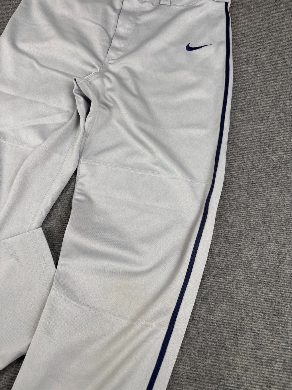 Vintage Y2K/2010s Nike Baseball Track Pants M Grey Navy Side Detail Straight Leg
