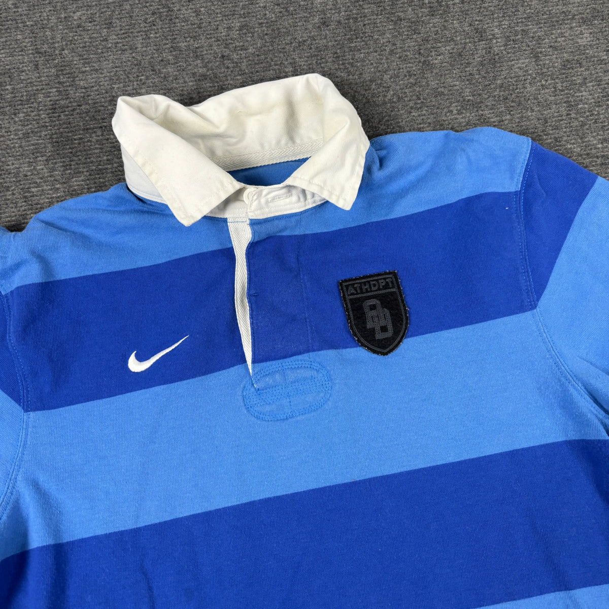 Nike Striped Rugby Polo Men's Medium Blue Navy Ath Department