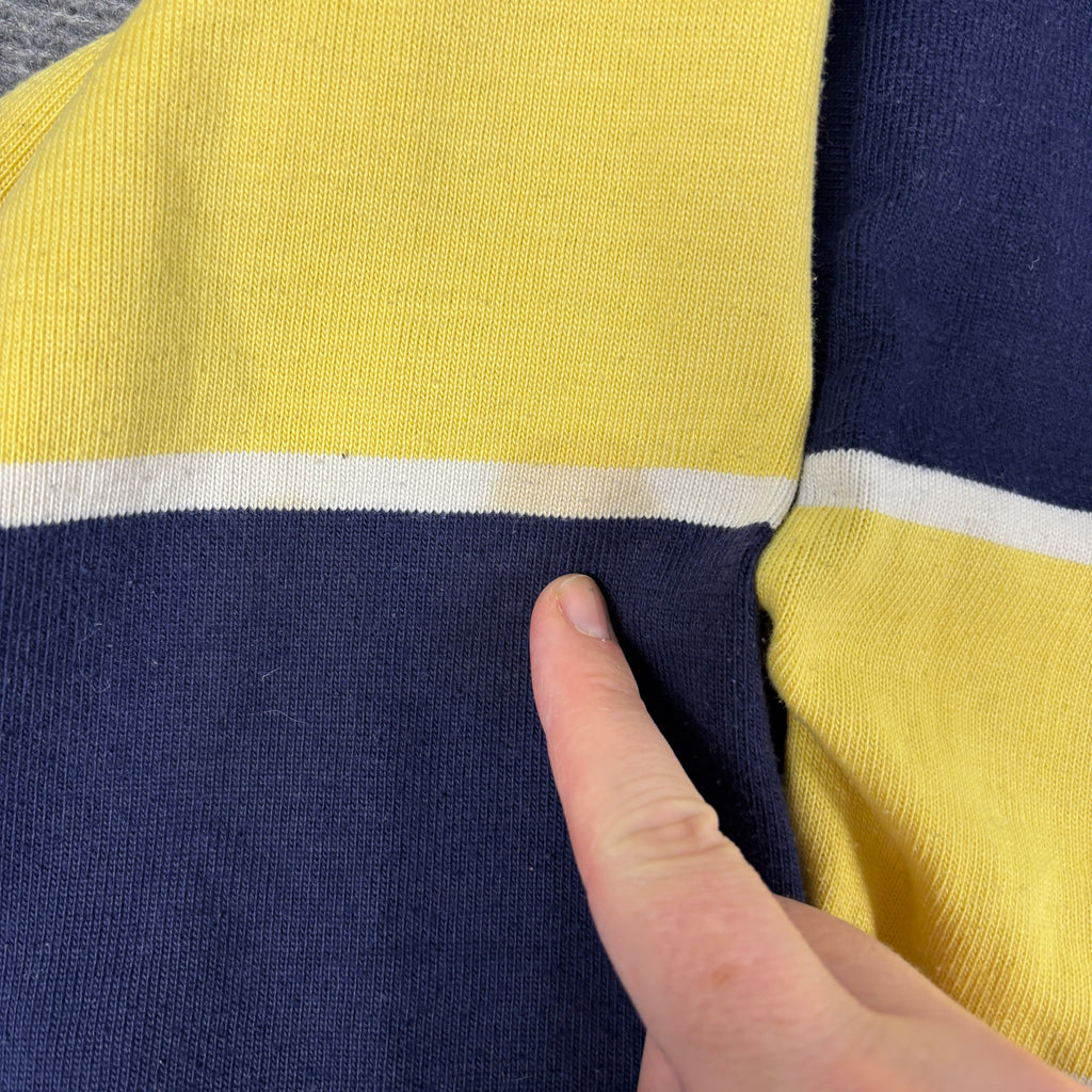 Vintage Australian Rugby Polo Striped Men's Large Navy Yellow Heavy Cotton