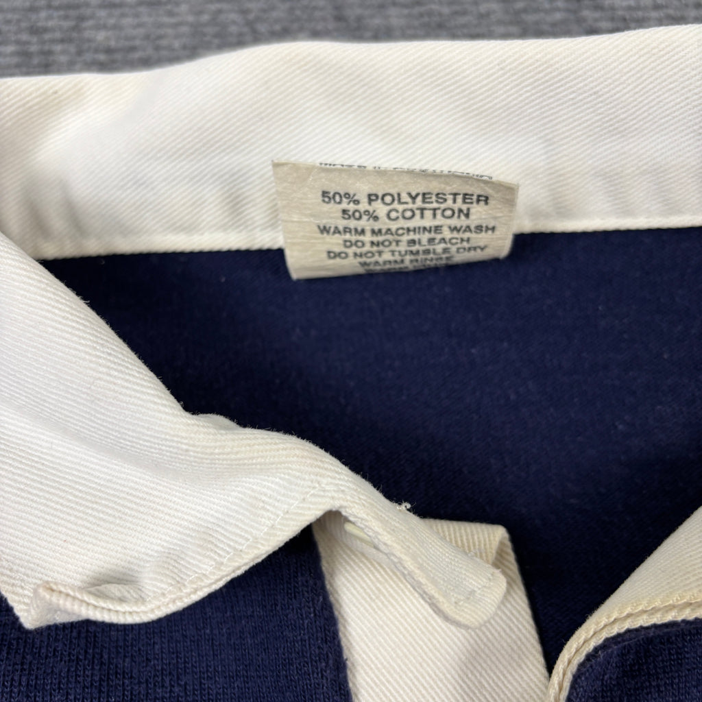 Vintage Australian Rugby Polo Striped Men's Large Navy Yellow Heavy Cotton