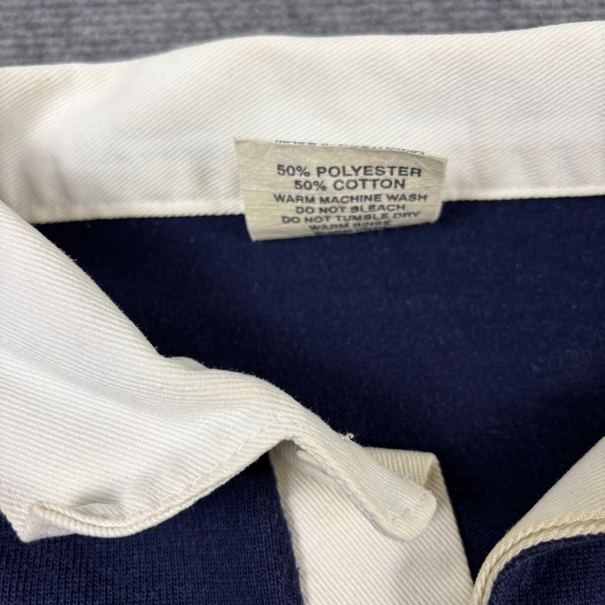 Vintage Australian Rugby Polo Striped Men's Large Navy Yellow Heavy Cotton