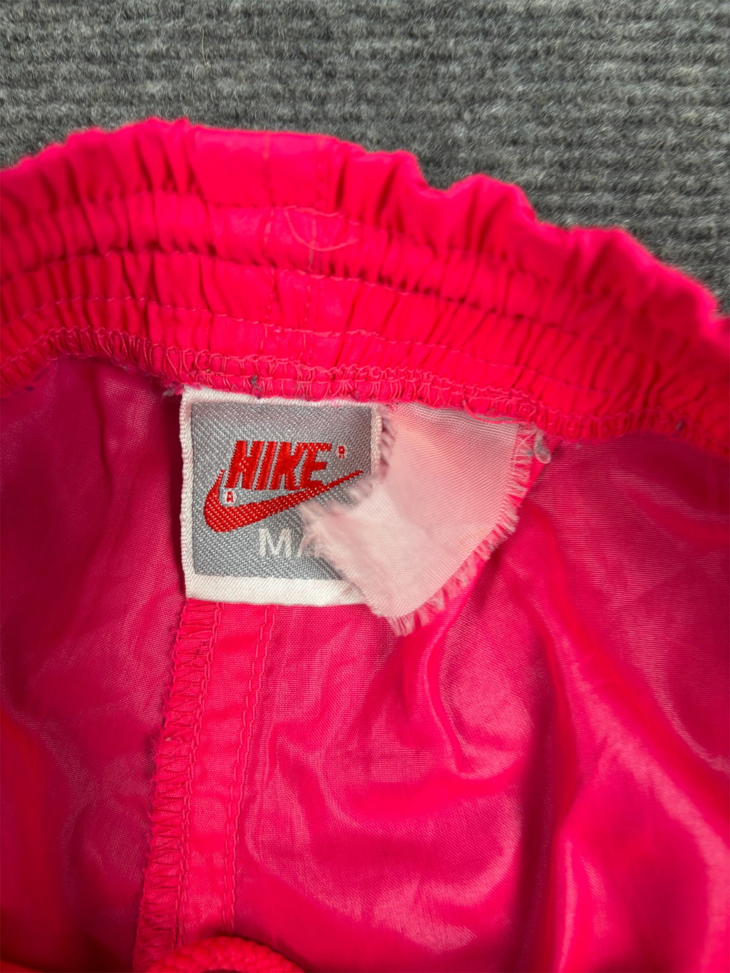 Vintage 80s/90s Nike Track Pants Size M Fluro Pink Blue Cuffed Nylon Windbreakers