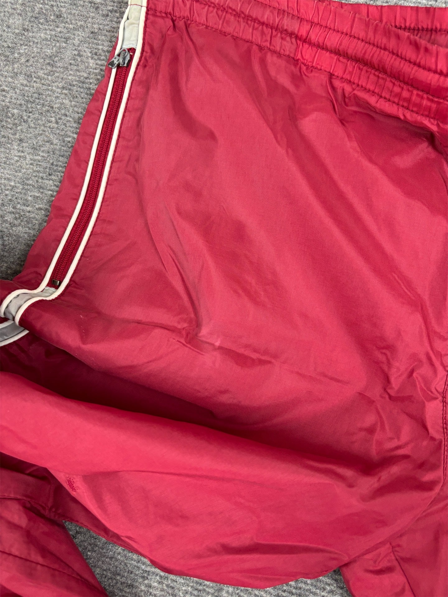 Vintage Y2K Nike Track Pants Womens M Red Grey White Detail Wide Leg Ankle Zip Logo