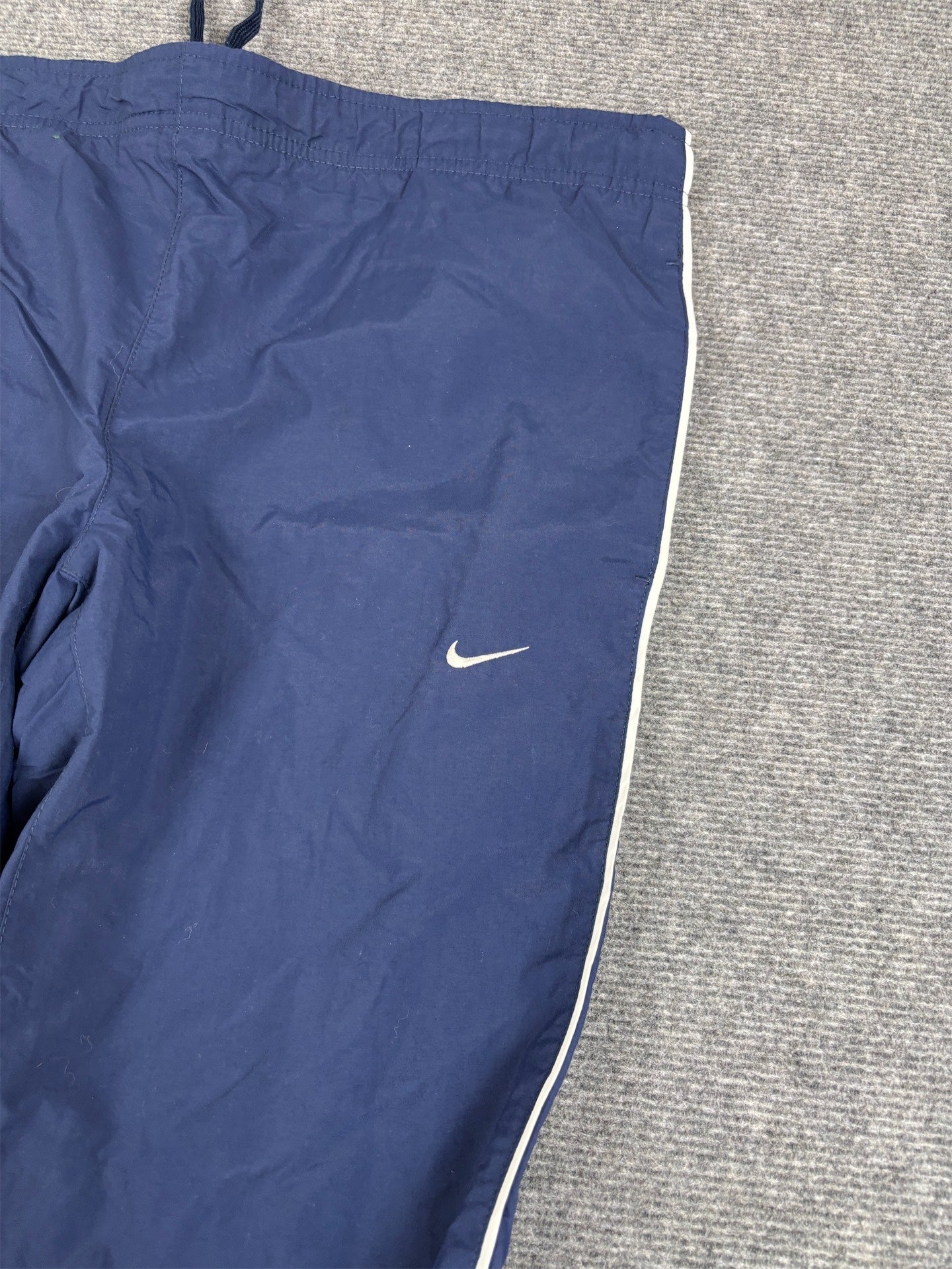 Vintage Y2K Nike Track Pants S Navy White Detail Wide Leg Windbreakers