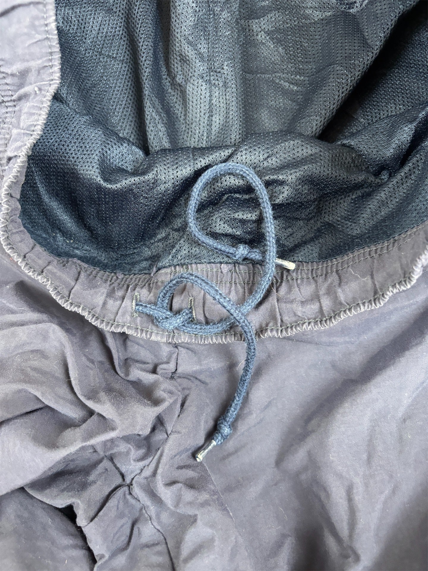 Vintage 90s Nike Track Pants Men’s L Navy Nylon Wide Leg White Swoosh Windbreakers