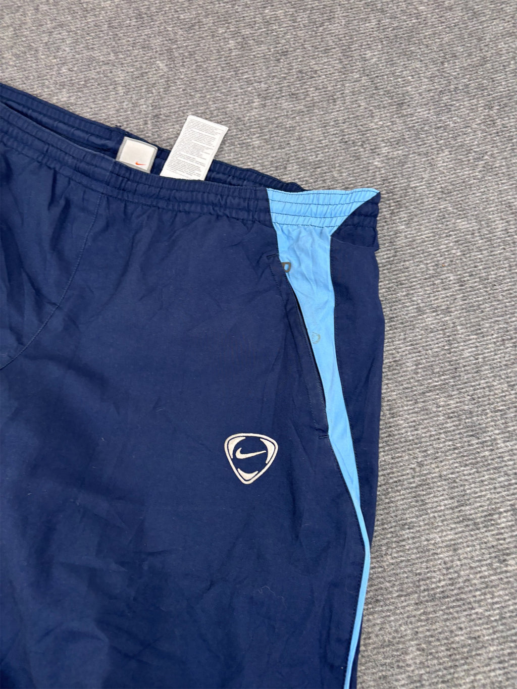 Vintage Y2K Nike Football Track Pants L Navy Blue Detail Wide Leg Windbreakers