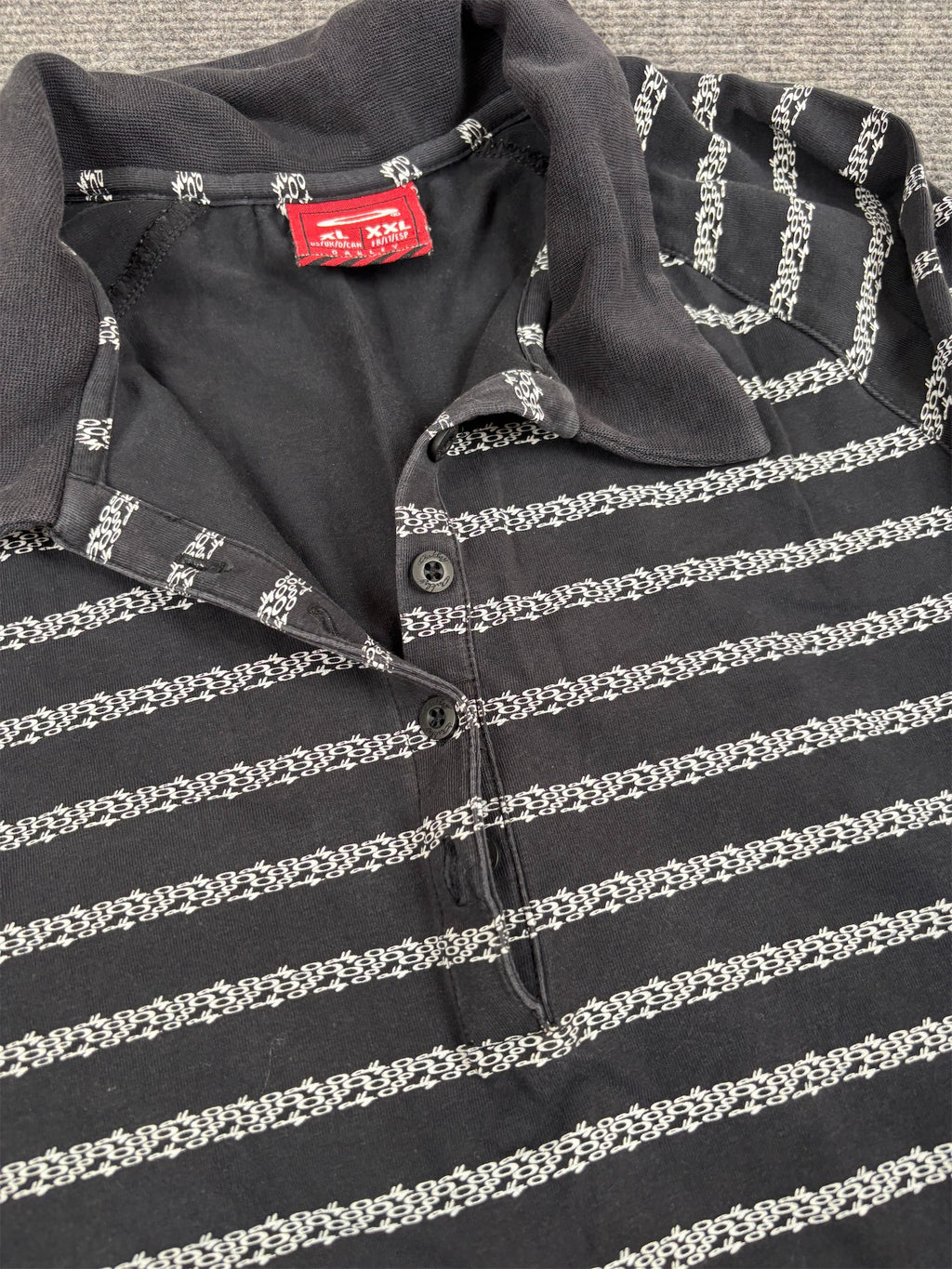 Vintage 90s Oakley Cropped Polo Women’s M Black All Over Logo  3/4 Sleeve