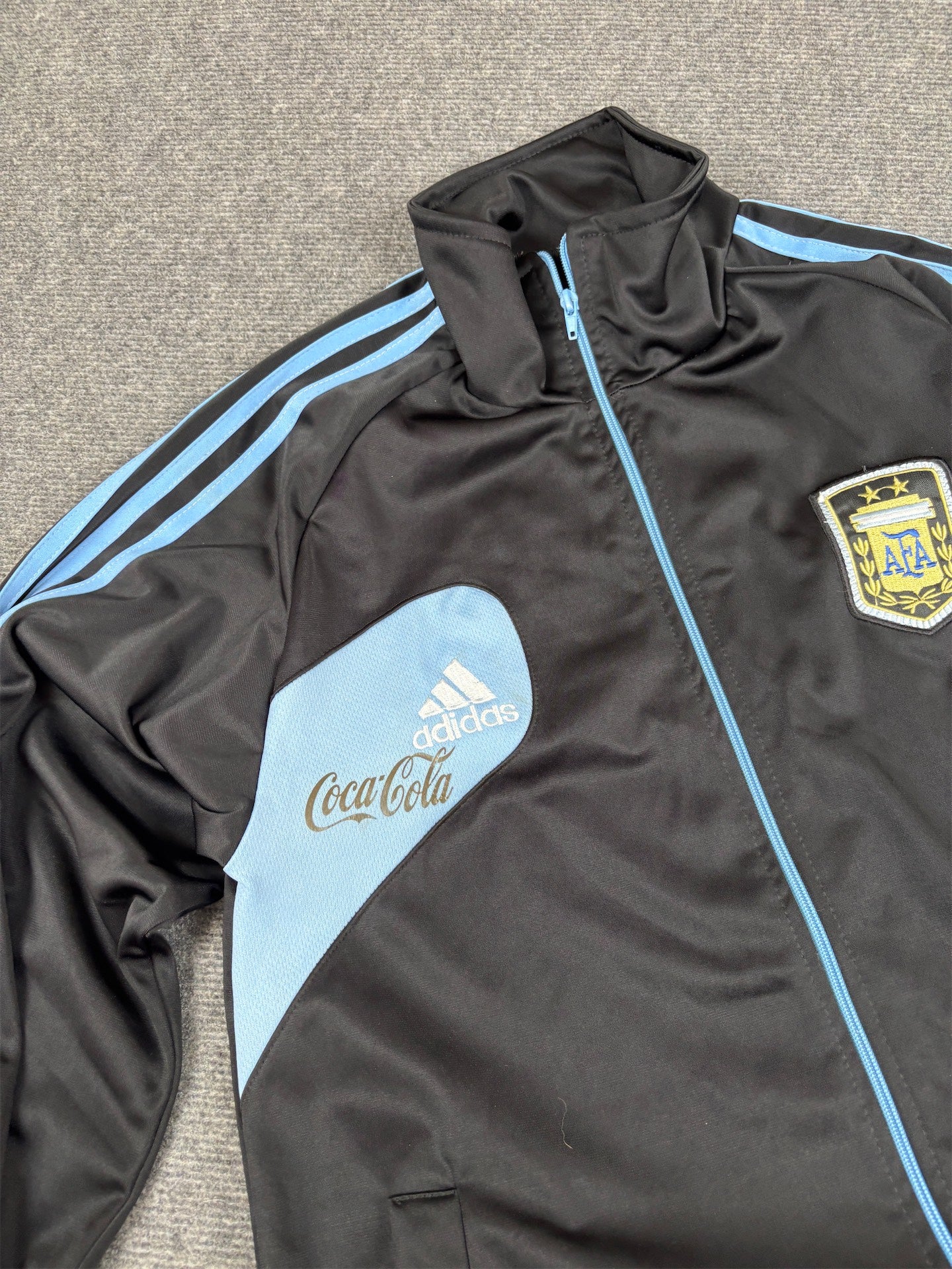 Vintage Adidas Argentina AFA Jumper Size M Black Blue Retro Football Patch Logos