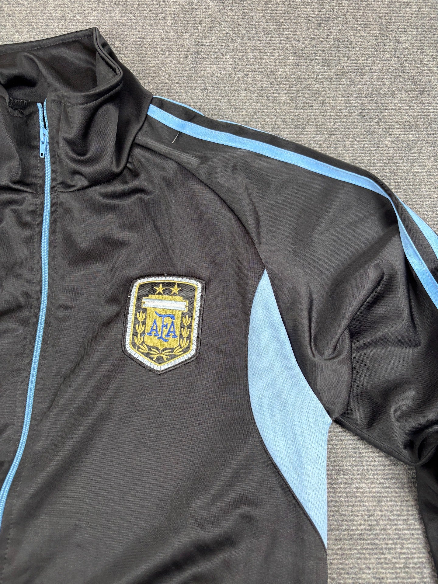 Vintage Adidas Argentina AFA Jumper Size M Black Blue Retro Football Patch Logos