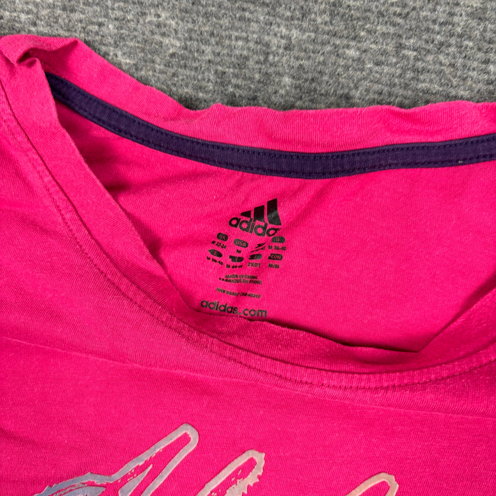y2k Adidas activewear top women's small pink spell out