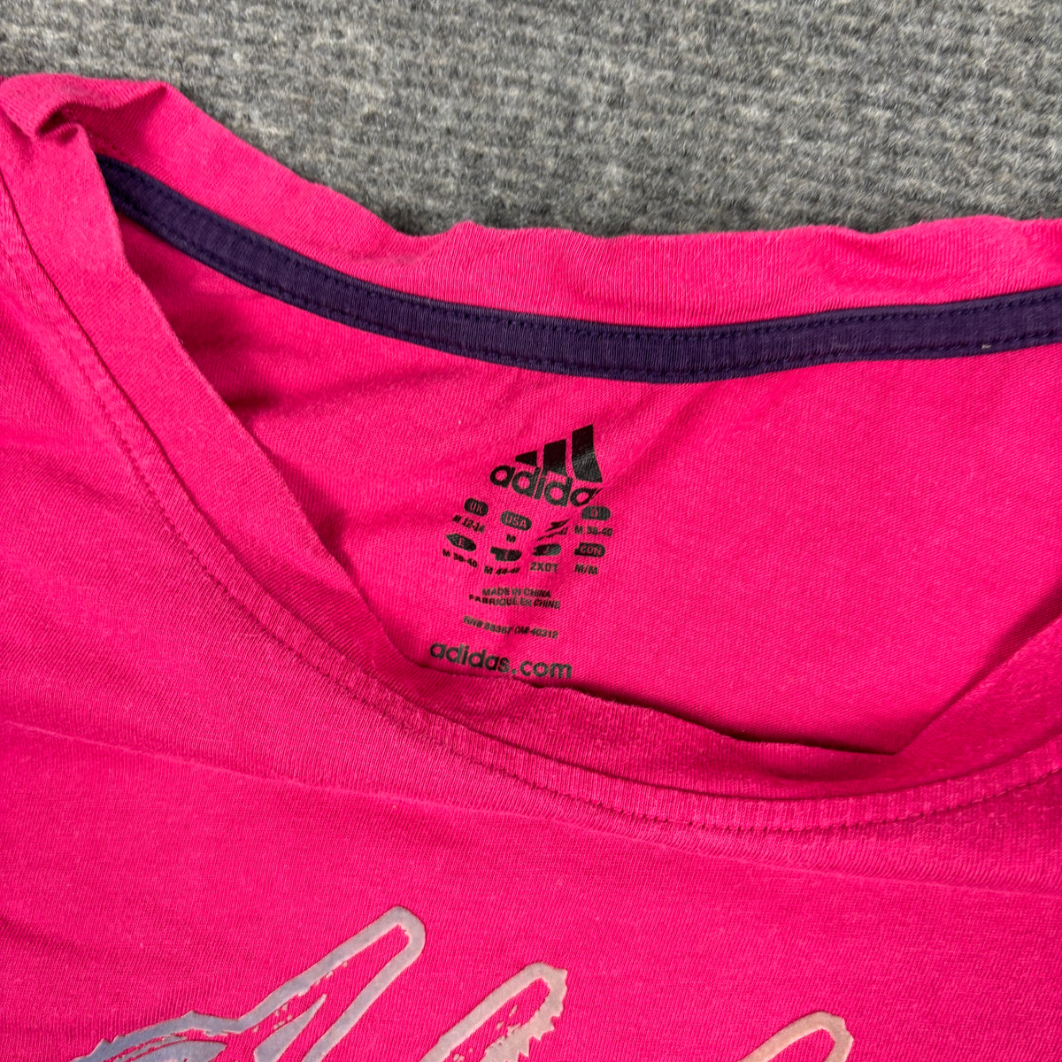 y2k Adidas activewear top women's small pink spell out
