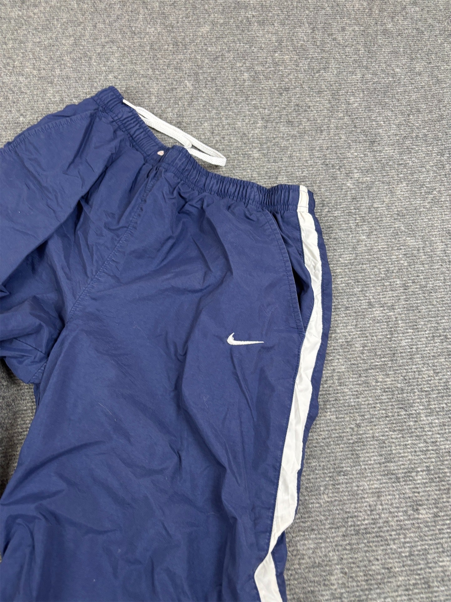 Vintage Y2K Nike Track Pants Womens M Navy White Detail 3/4 Length Wide Leg