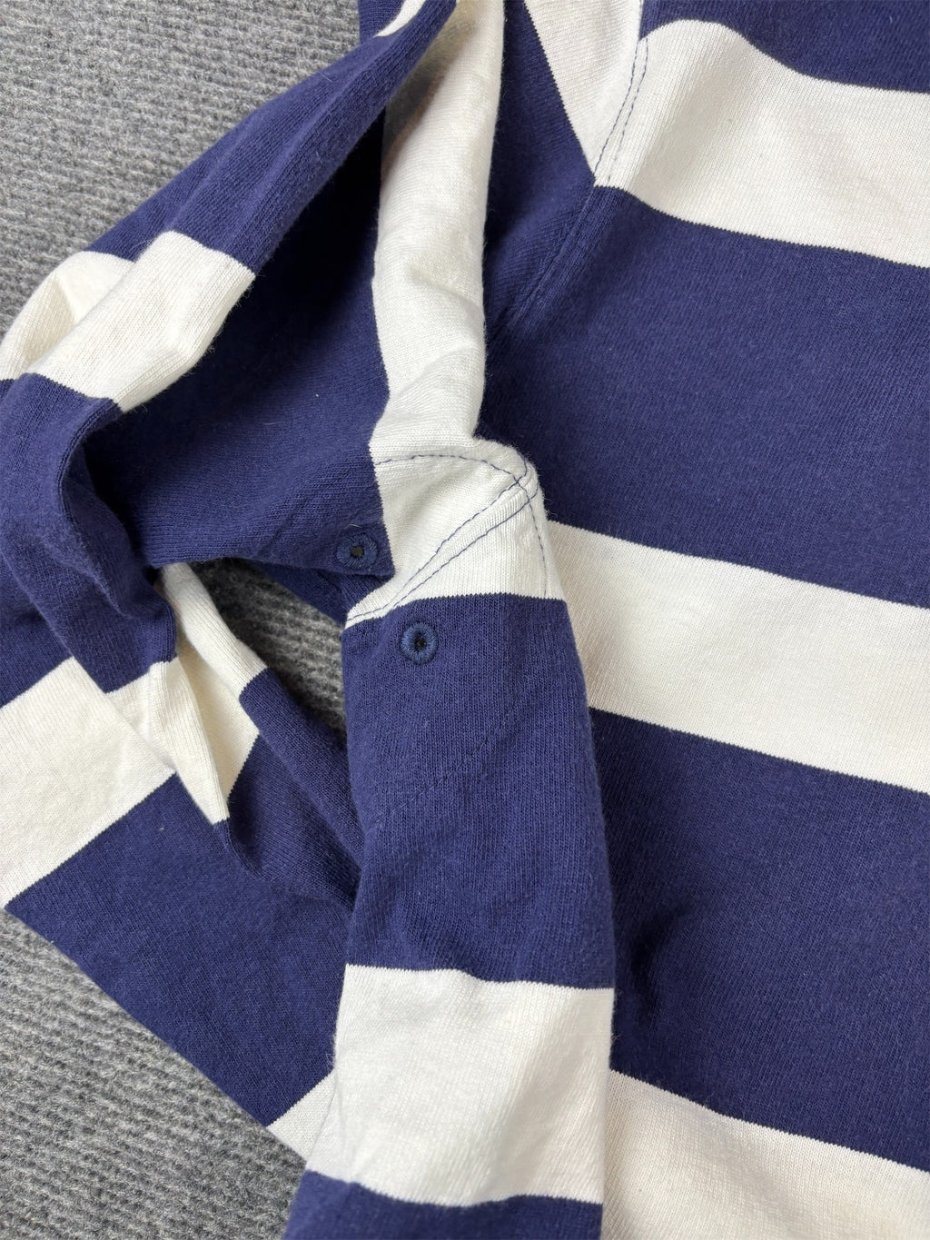 Vintage 90s Polo Ralph Lauren Rugby Polo Size XL Navy White Stripe Yellow Pony