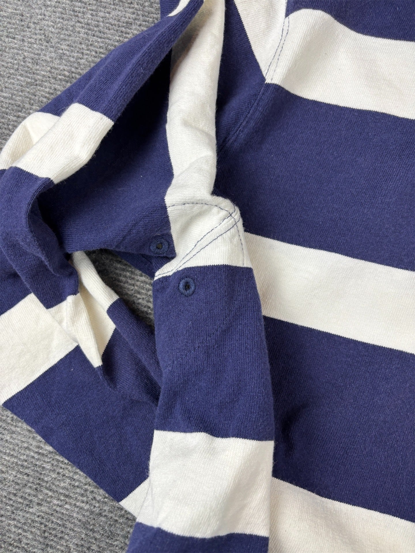 Vintage 90s Polo Ralph Lauren Rugby Polo Size XL Navy White Stripe Yellow Pony