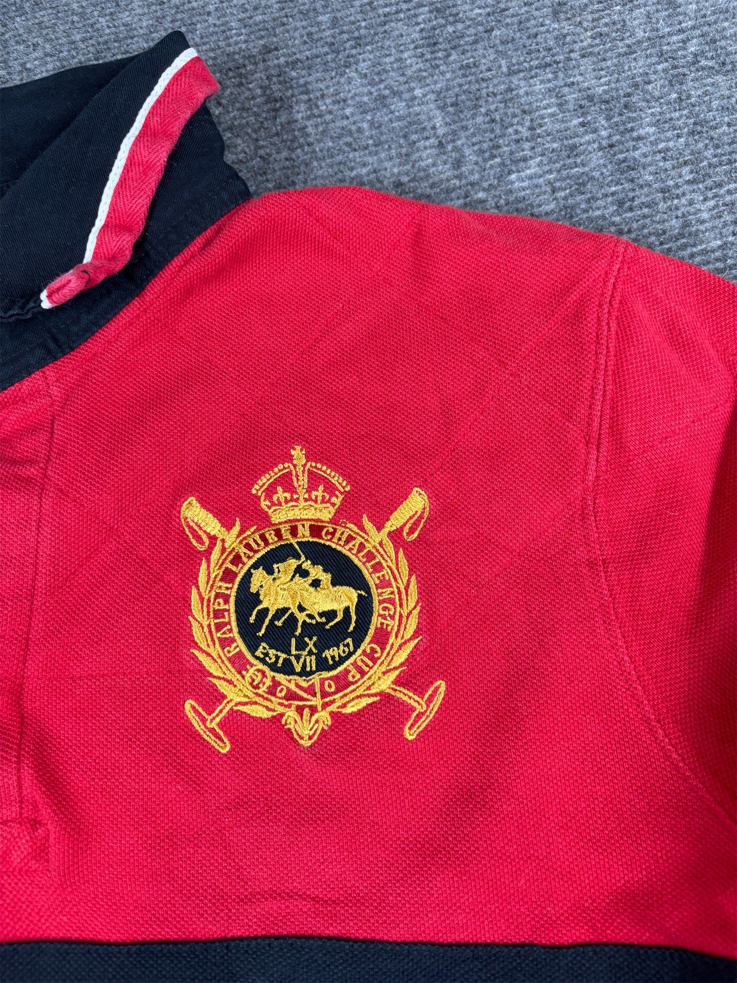 Vintage Y2K Ralph Lauren Polo Size S Red Long Sleeve Embroidered Spell Out