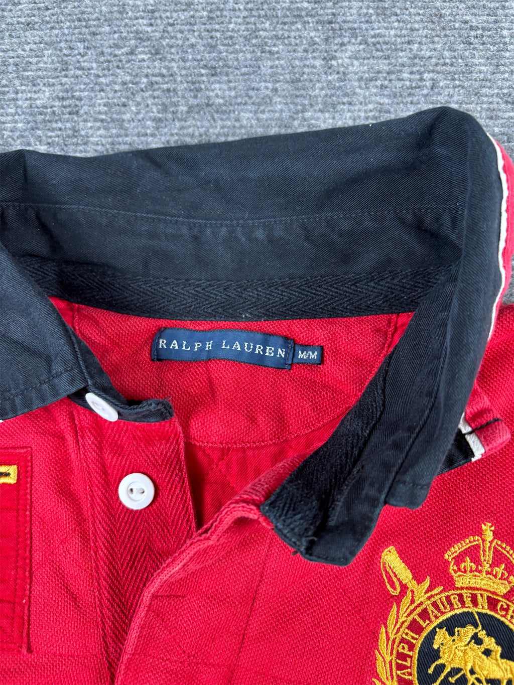 Vintage Y2K Ralph Lauren Polo Size S Red Long Sleeve Embroidered Spell Out