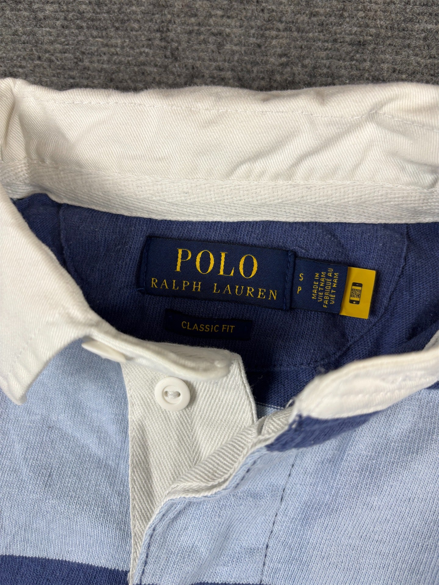 Polo Ralph Lauren Rugby Polo Size S Blue Cotton Striped White Pony
