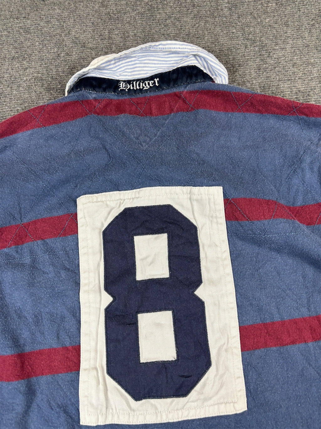 Tommy Hilfiger Rugby Polo Size S Navy Red Stripe Cotton Badge Logos