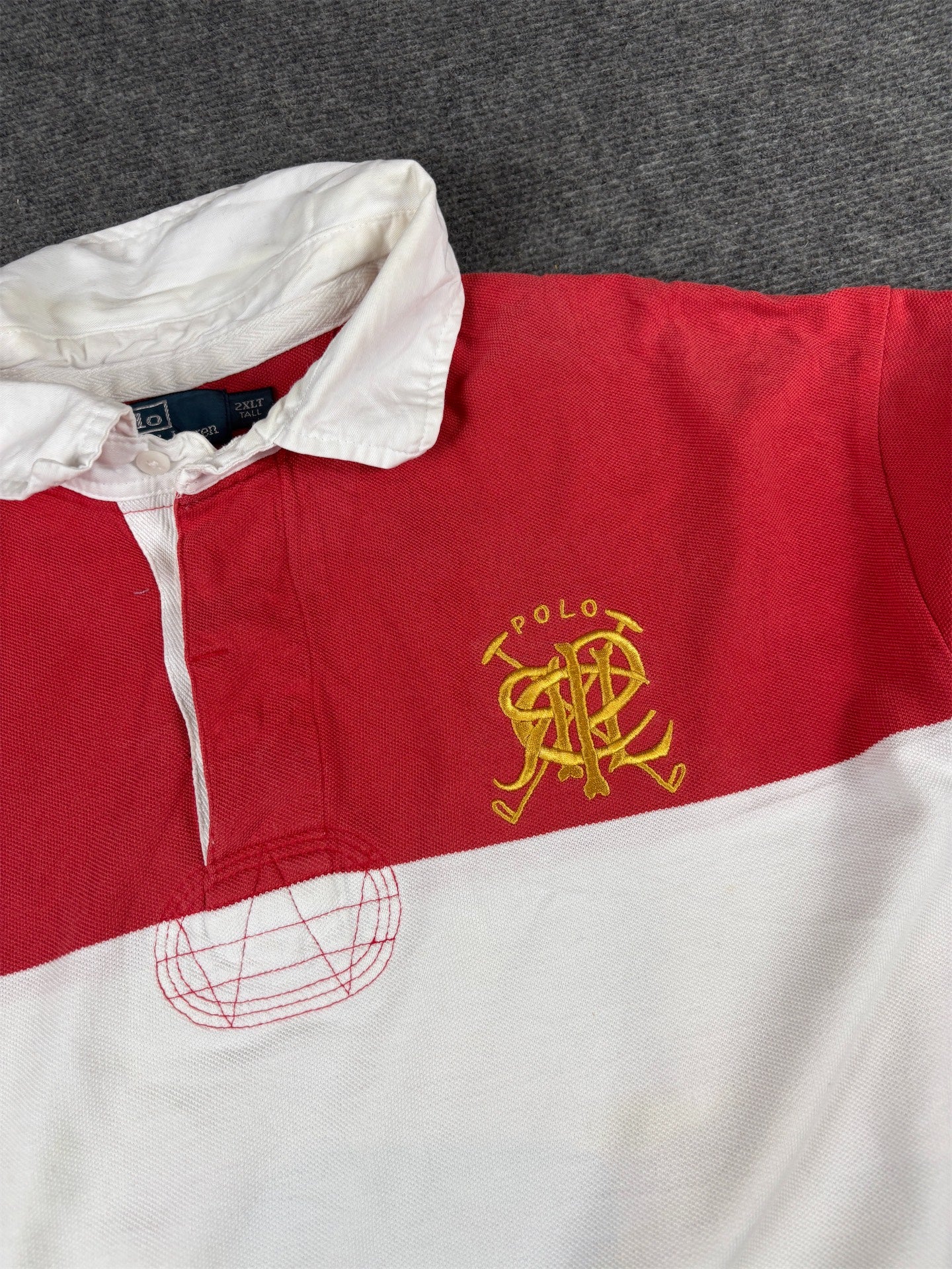 Vintage 90s Polo Ralph Lauren Rugby Polo XXL Red White Blue Cotton Rugby Style Oversized