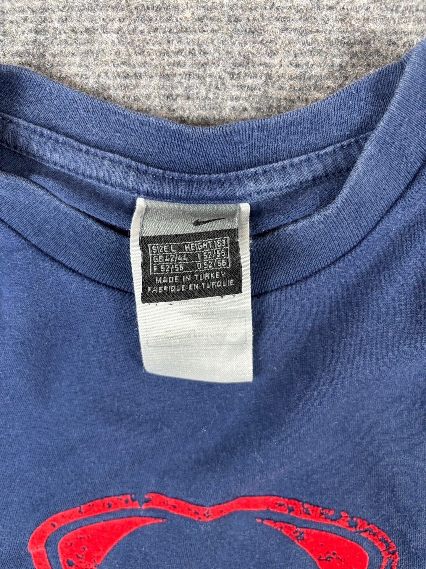 Vintage Y2K Nike Football T-Shirt Size L Blue Football Big Chest Logo Crew Neck