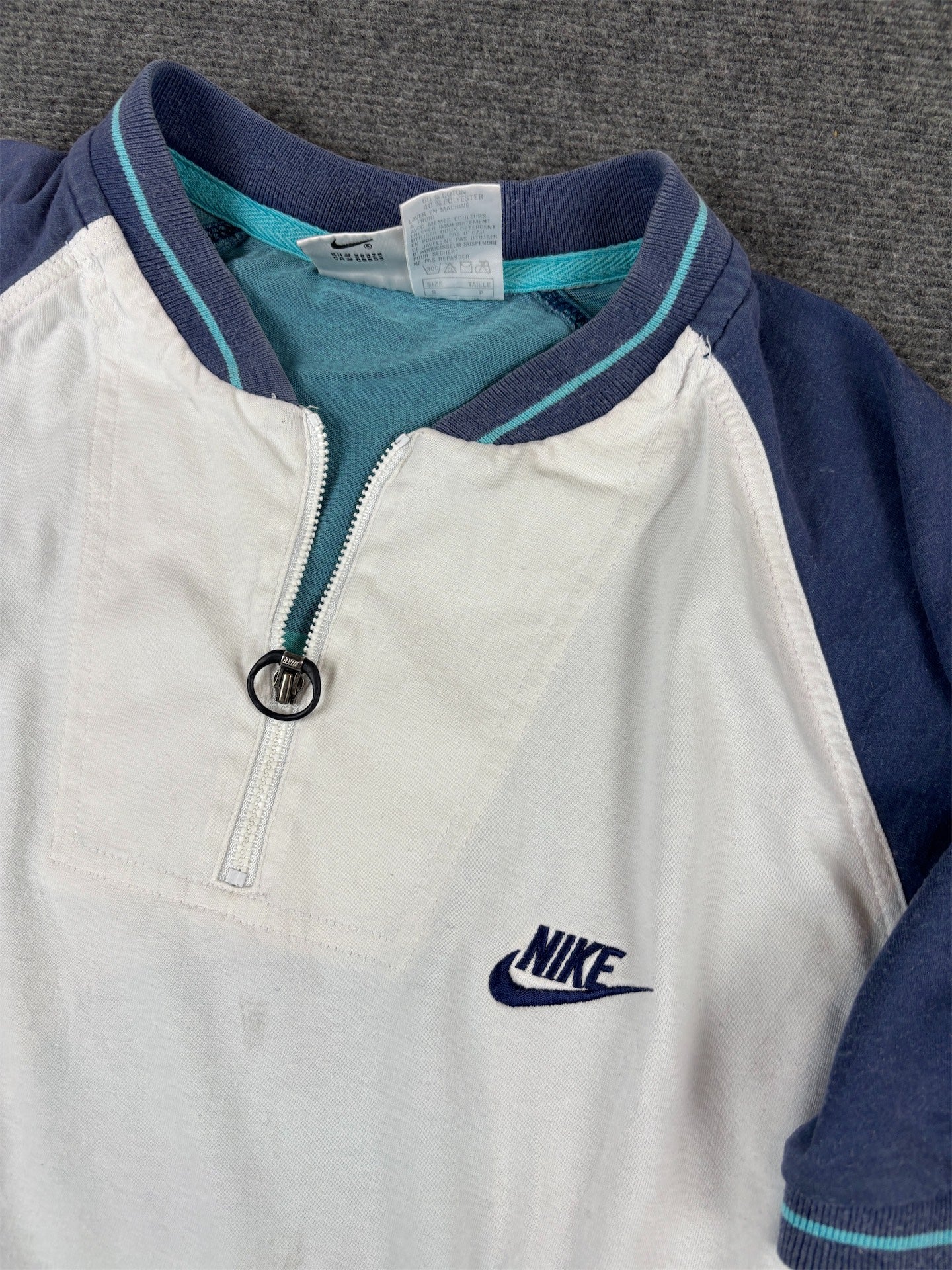Vintage 90s Nike Court Agassi 1/4 Zip T-Shirt Size S White Navy Challenge Court Rare