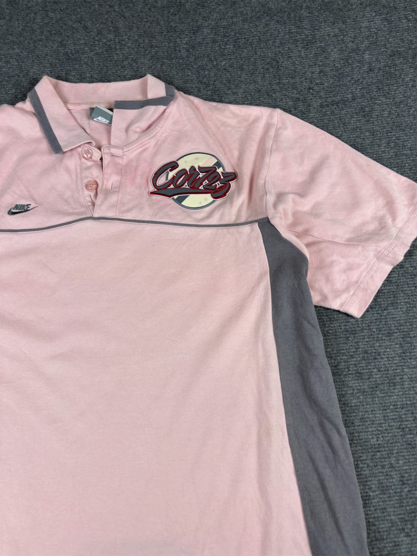 Vintage Y2K Nike Cortez 72 Polo Women’s L Pink Grey Logo Piping Panels Badge Logos