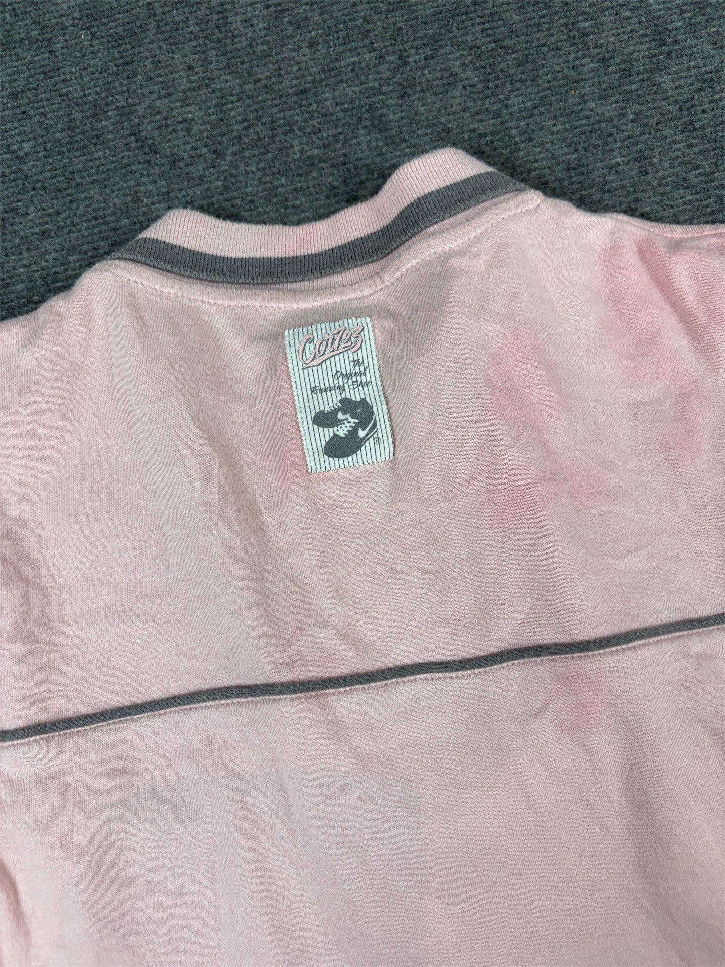 Vintage Y2K Nike Cortez 72 Polo Women’s L Pink Grey Logo Piping Panels Badge Logos